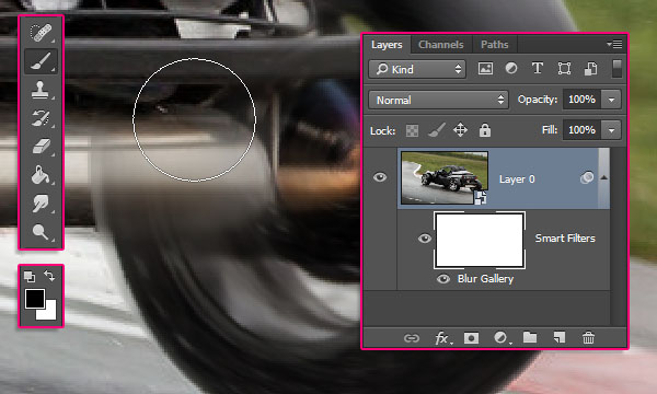 Использование спина размытия Photoshop CC