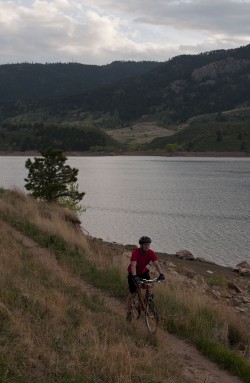 Fort Collins, CO.  Mountain biking at Horsetooth Reservoir.