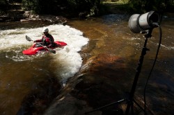 High-Speed Flash Photography. Lyons, CO. Kayaking on the St. Vrain river.